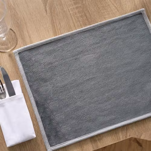 OHS Set of 4 Non-slip Polyester Placemats with Piped Trim in Anthracite, Silver and Grey, W: 40 cm, D: 30 cm – 2