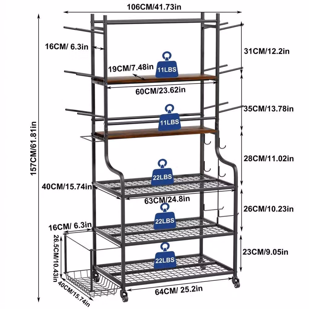 ERGOVEXA 5-Tier Sports Equipment Storage Rack and Dumbbell Stand with Side Hook in Black – 2
