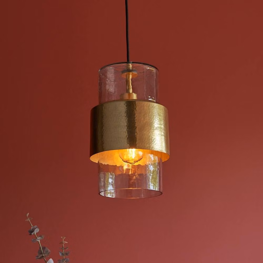 Netlighting Palermo Slim Pendant Light in Gold and Brass with Transparent Glass Dome – 2