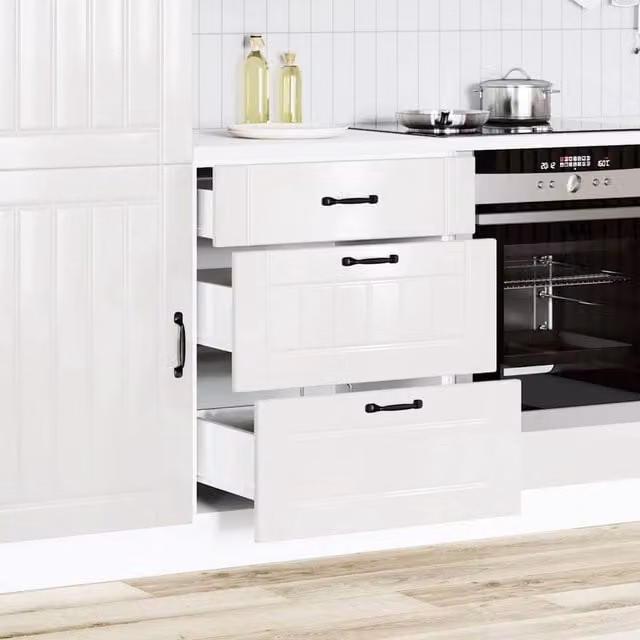 Berkfield Home Lucca Kitchen Base Cabinet in High Gloss White Engineered Wood, H 81.5 x W 60.0 x D 46.0 cm