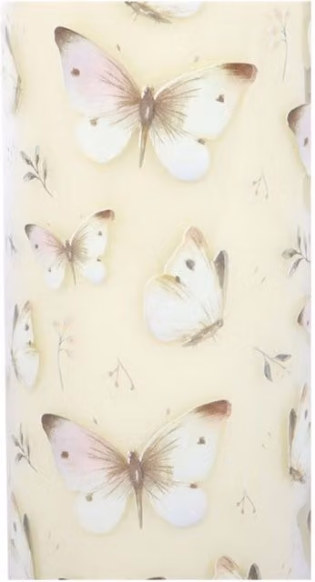 KDMK White Butterfly Print Vanilla Scented Remembrance Candle for Condolence and Tabletop Use