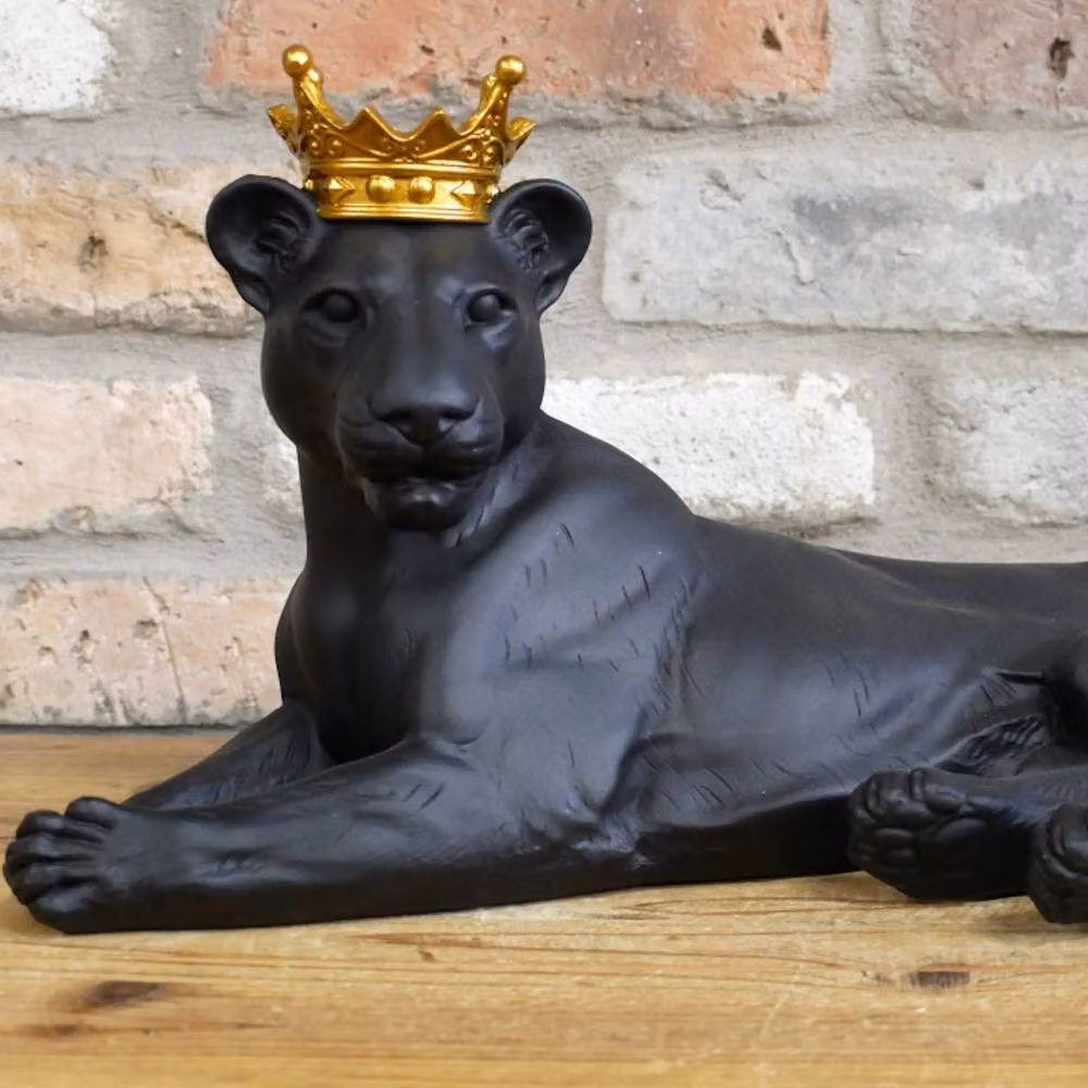 Gifts Direct 2 U Black Lioness Queen Sculpture Ornament, Plastic Animal Figurine for Home Decoration – 4