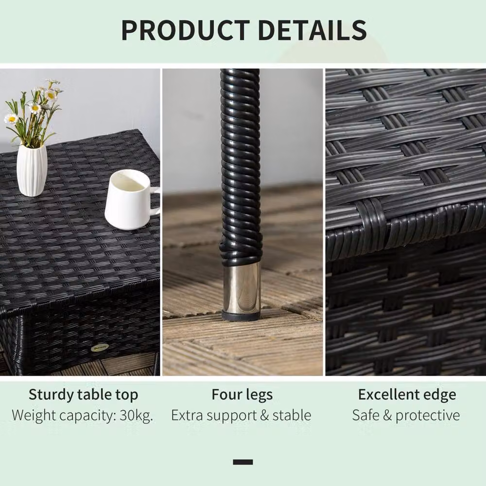 Wyld Haus Varilu Black Rattan Style Outdoor Side Table – 5