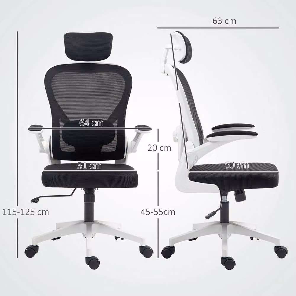 EONLION Ergonomic Mesh Office Chair with Headrest and Armrests in Black – 2