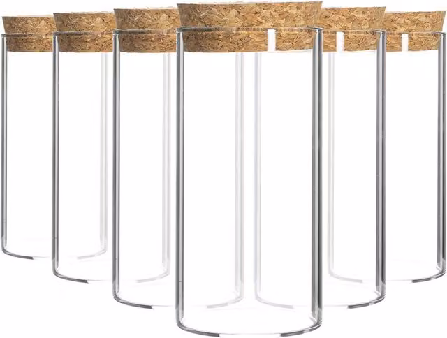 Argon Tableware Glass Storage Jar with Cork Lid, Clear and White, 110ml, Pack of 6