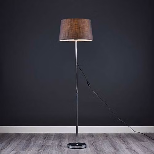 ValueLights Charlie Modern Grey and Chrome Floor Lamp with Cone Shade – 3