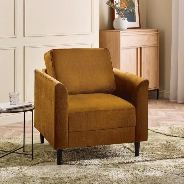 FurnitureboxUK Logan Fabric Armchair in Orange and Green with Solid Wood Frame