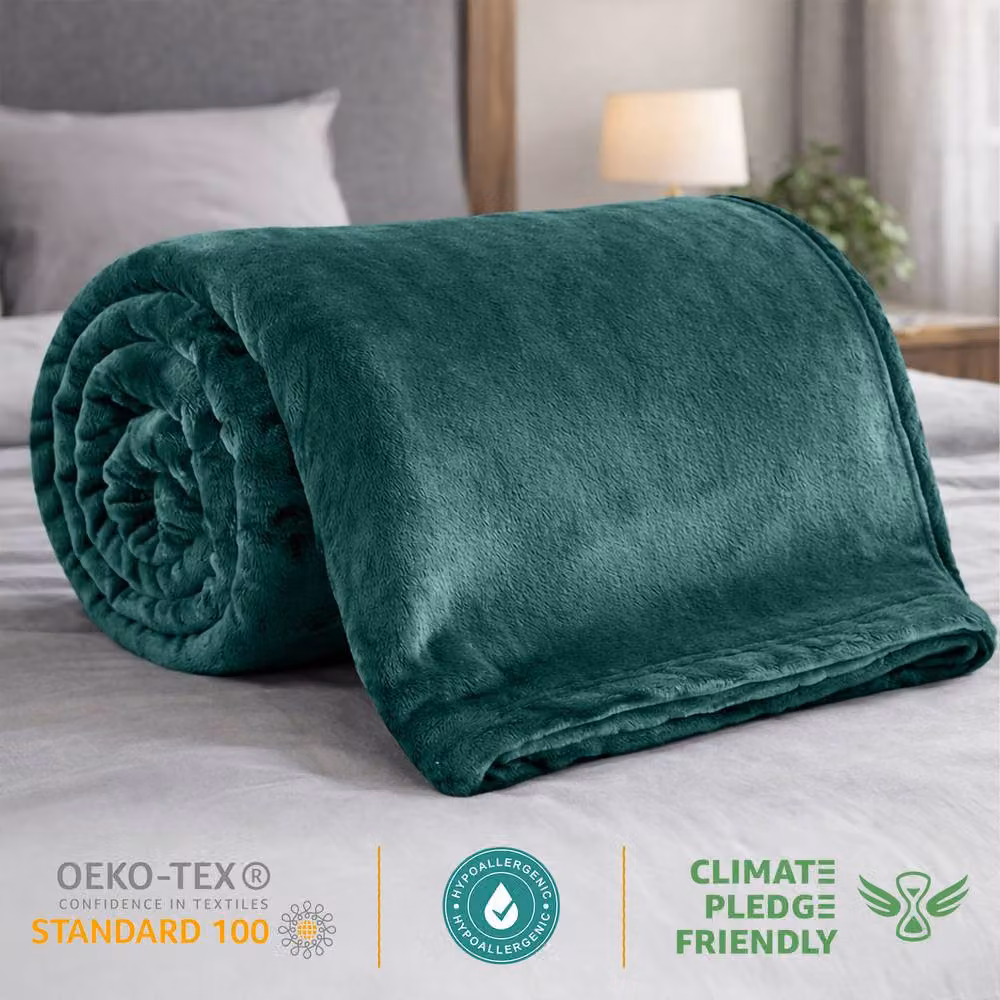 Grace Luxury Ultrasoft Flannel Fleece Blanket Throw in Dark Green, W/D/H: 130 x 150 cm – 6
