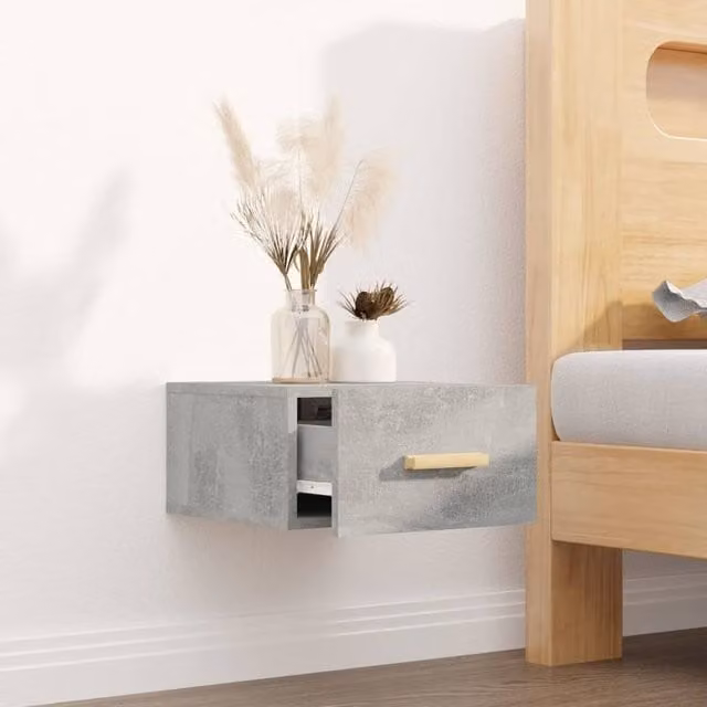 Berkfield Home Wall-mounted Bedside Cabinet in Concrete Grey, W/D/H: 35 x 35 x 20 cm – 1