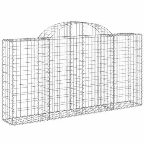 vidaXL Set of 3 Arched Gabion Baskets in Silver Galvanised Steel, W: 200 cm, D: 30 cm, H: 100/120 cm
