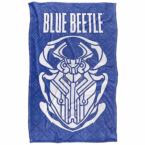 Warner Bros. Blue Beetle 2023 Circuit Logo Super Soft Fleece Throw Blanket, Blue and Multicolour, W: 91 cm, D: 147 cm – 1