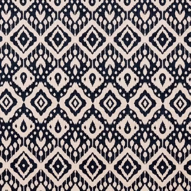 iLiv Marrakech Graphic Moroccan Cotton Fabric in Anthracite and Blue