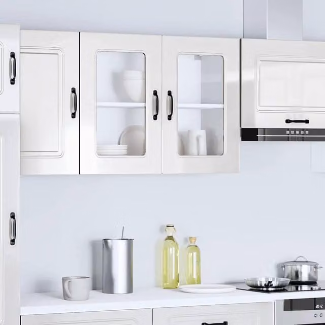 Berkfield Home Kalmar Wall Mounted Kitchen Cabinet with Glass Doors in High Gloss White