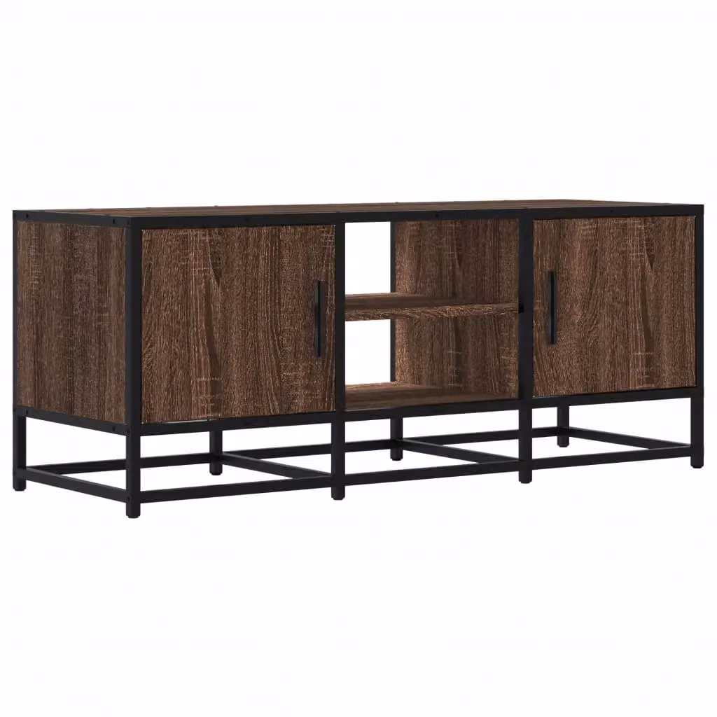 Berkfield Home Industrial TV Cabinet in Brown Oak, W/D/H: 100 x 35 x 41 cm – 2