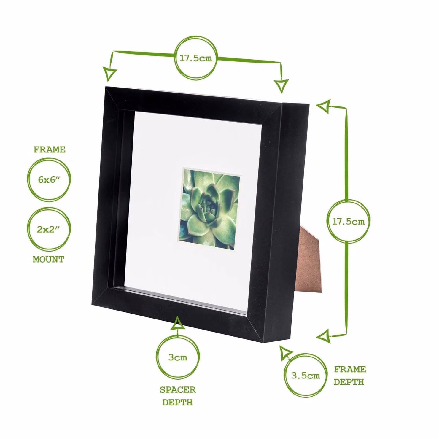 Nicola Spring White 3D Box Photo Frame with Ivory Mount for 6 x 6 inch Photos – 2