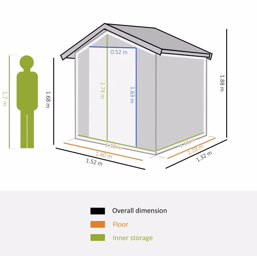 STILVORA Modern Steel Garden Storage Shed with Sliding Door and Window, Grey, W/D/H: 152 x 132 x 188 cm – 2