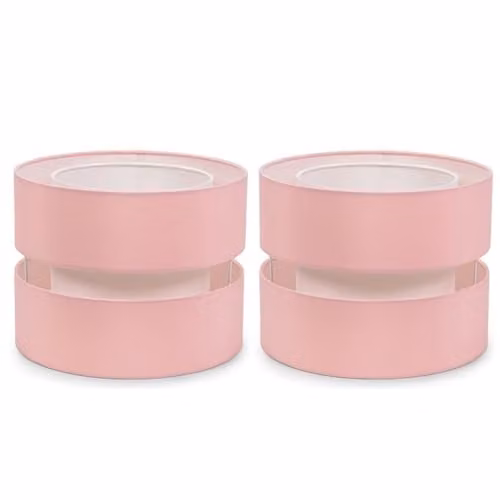 ValueLights Pair of Small 2 Tier Easy Fit Cylinder Ceiling Light Shades in Blush Pink with LED Bulbs, Width: 26 cm – 1