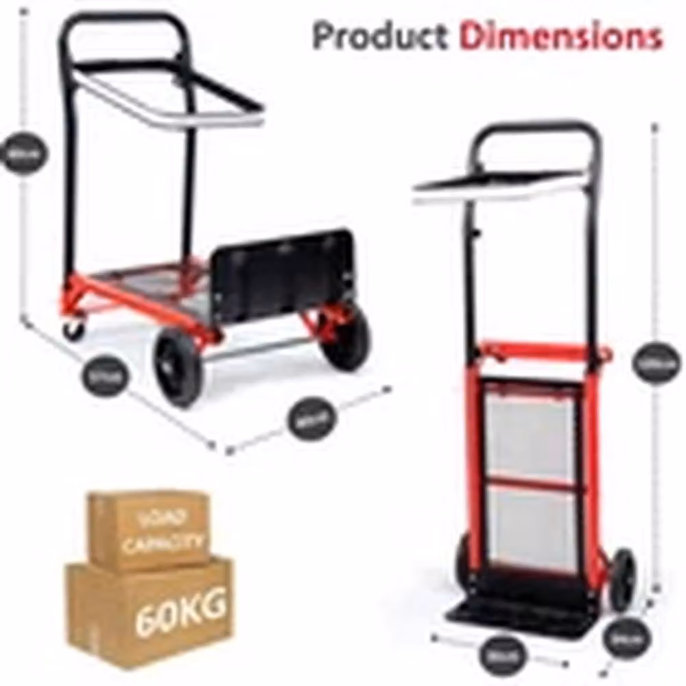 EONLION Heavy Duty Folding Sack Truck Trolley Industrial Hand Cart in Black – 2