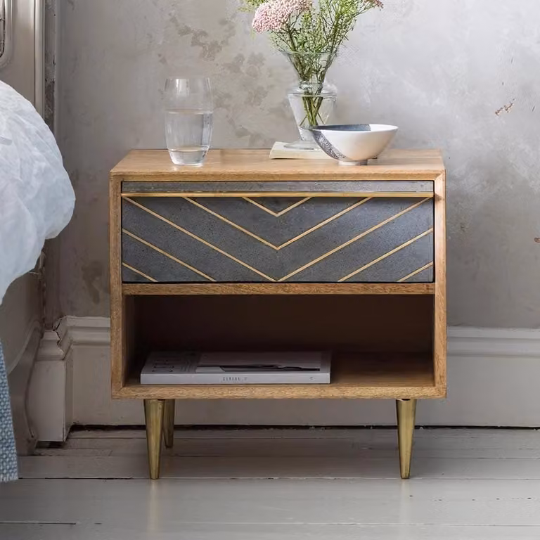 Atkin & Thyme Toshi Bedside Table in Brown Mango Wood