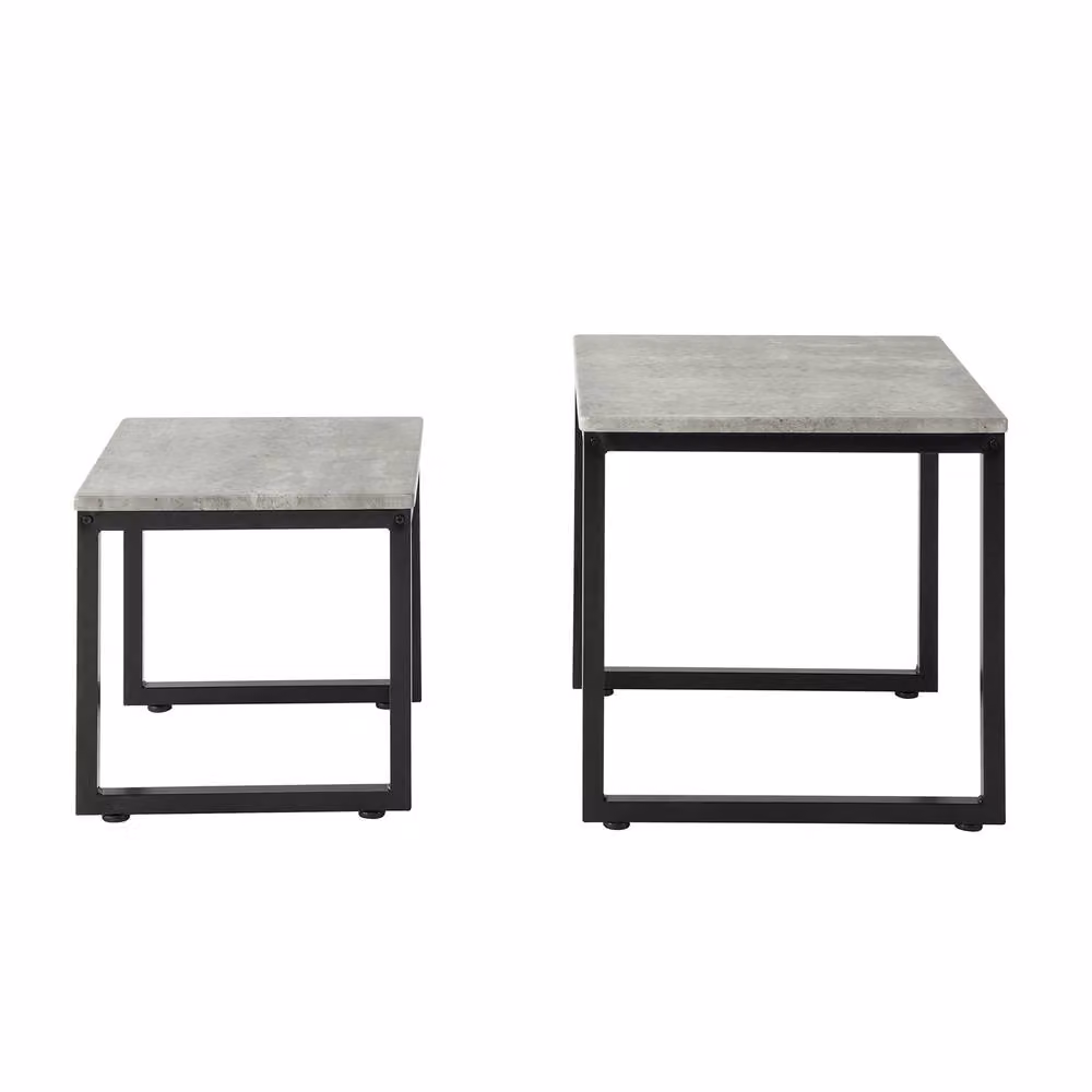 SoBuy Industrial Modern Nesting Coffee Table with Metal Frame in Grey and Black – 2