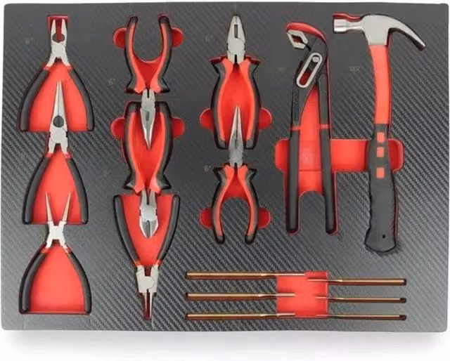 Nordara 16 Piece Hand Tool Set with Wrenches and Pliers, Red, W: 52 cm – 1
