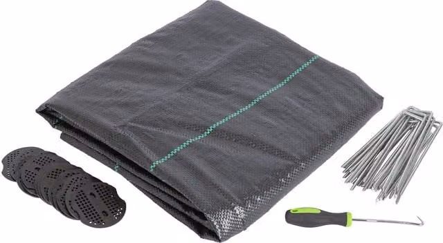 Harbour Housewares Black 110gsm Weed Control Membrane with Pegs, 2m x 5m Coverage