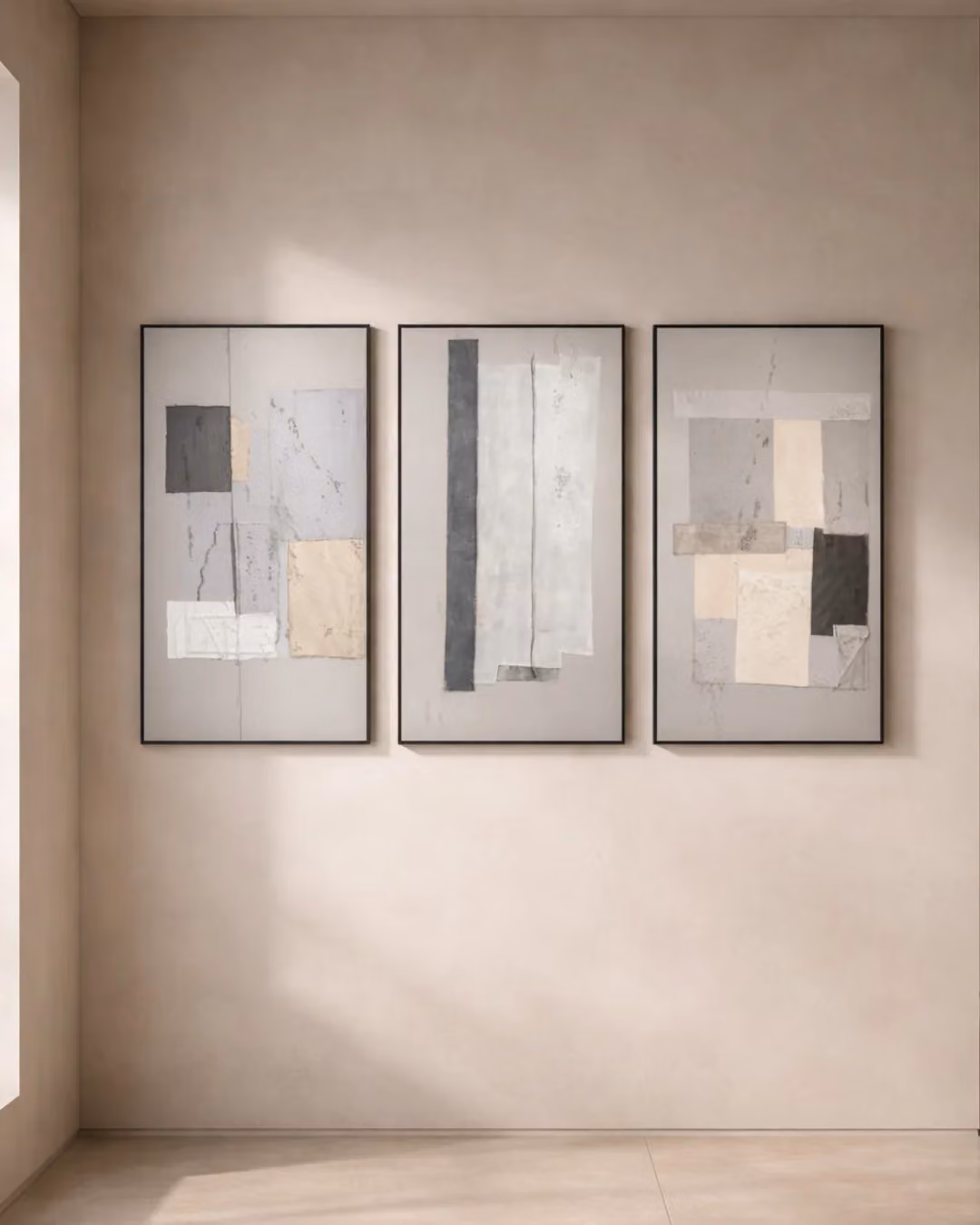 Tommy Franks Traced Abstract Canvas Wall Art Set of 3 in Black and Grey