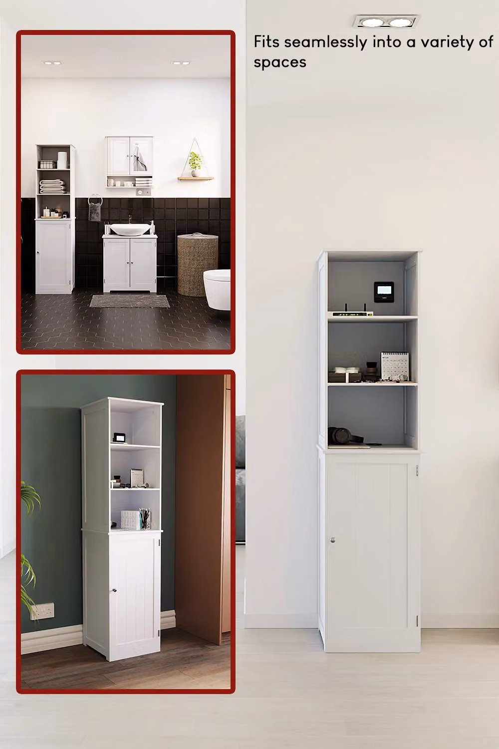 Home Discount Bath Vida Priano Tall Bathroom Storage Cabinet in White, H 160 cm x W 40 cm x D 38 cm – 6