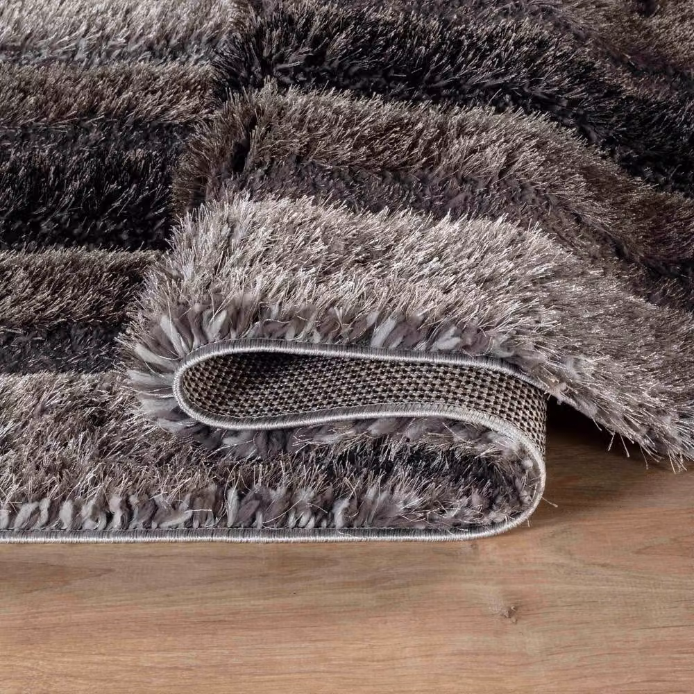 Desire Rugs Modern Soft Bordered Shimmer Shaggy Area Rug in Grey, W/D/H: 60 x 220 cm – 2