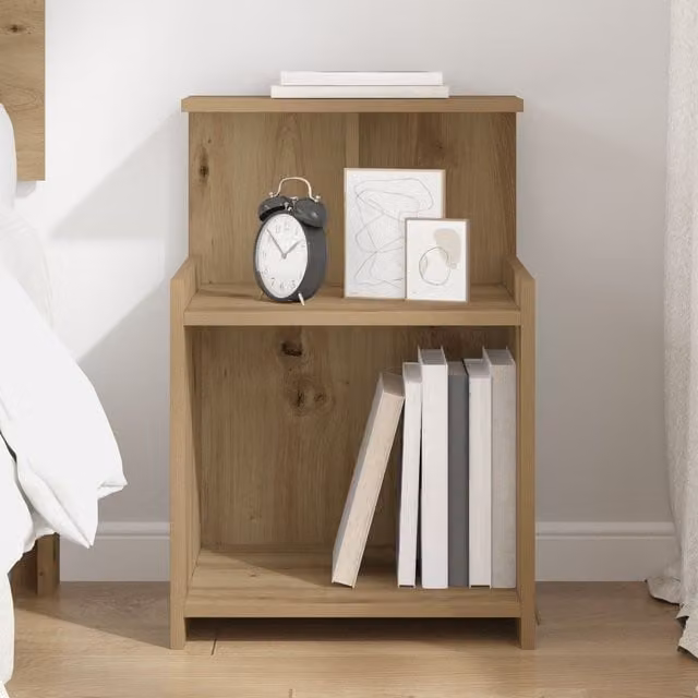 Berkfield Home Artisan Oak Bedside Cabinet in Brown, W/D/H: 40 x 35 x 60 cm