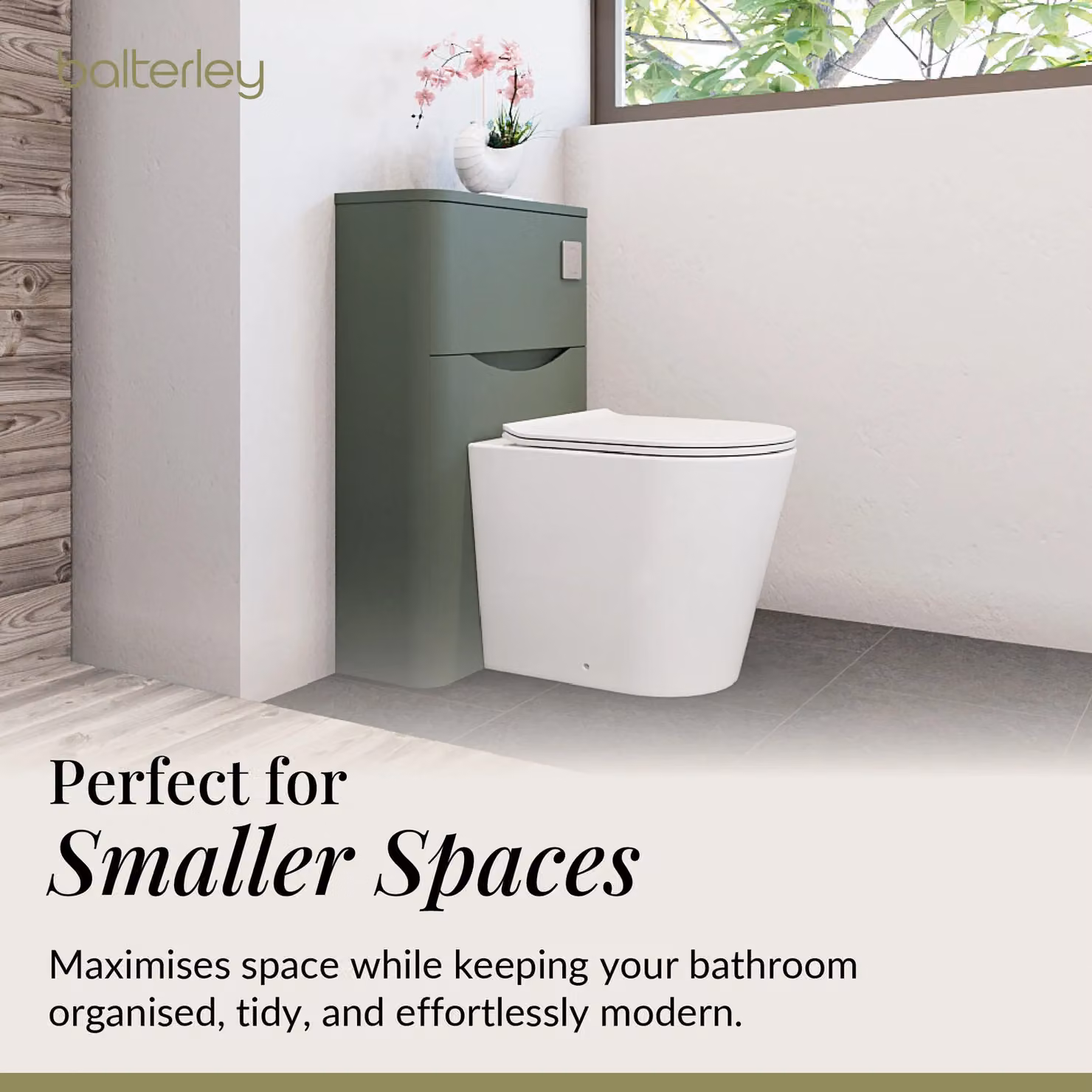 Balterley Modern Matt Green Concealed Cistern Bathroom Floor Toilet Unit, Width: 55 cm – 3