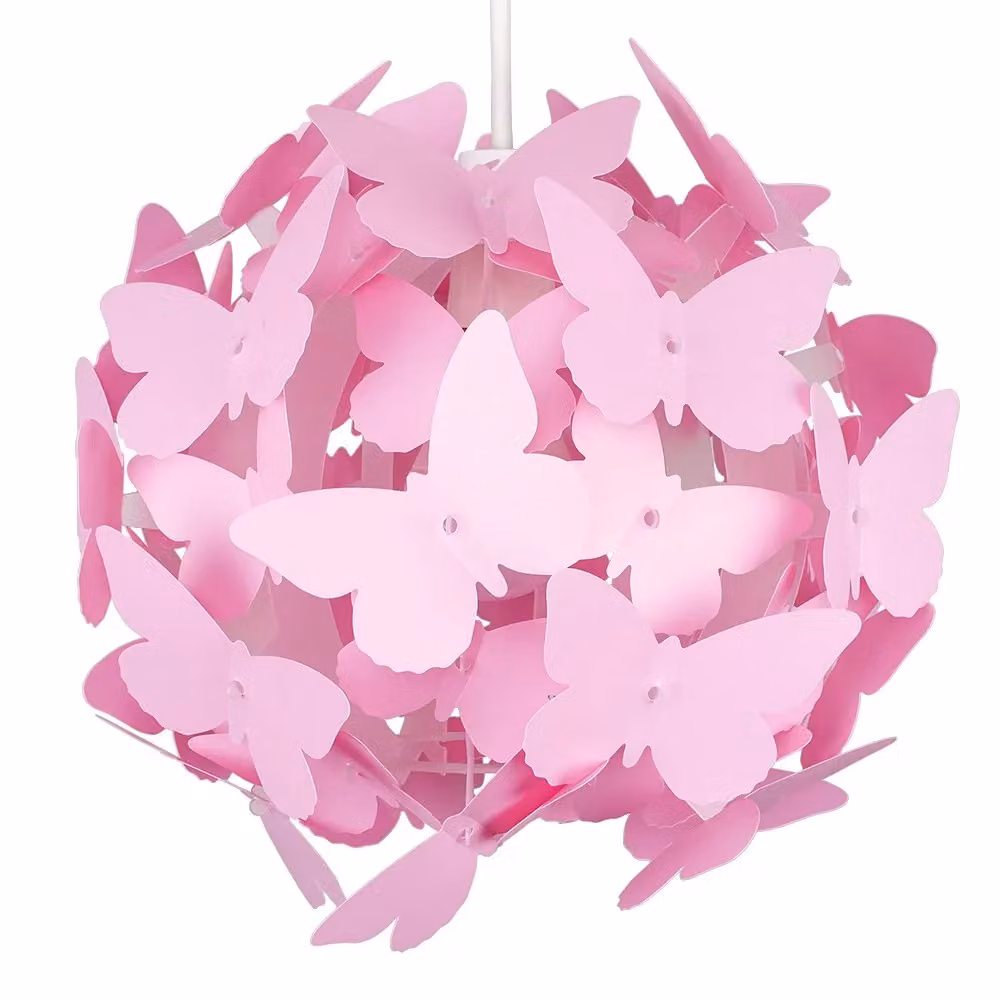 ValueLights Modern Pink Butterfly Ceiling Pendant Lamp Shade, Width: 31.5 cm – 2