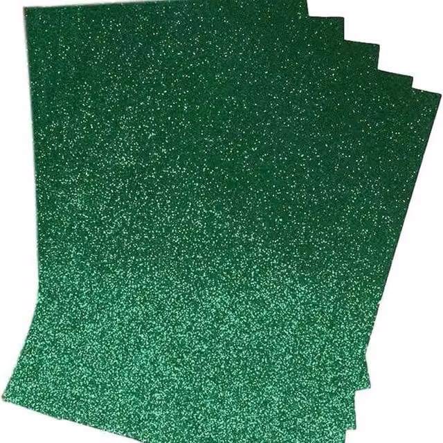Syntego Pack of 10 Green Glitter Construction Paper, A4