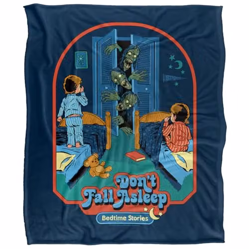 Steven Rhodes Don't Fall Asleep Super Soft Fleece Throw Blanket, Multicolour, W/D/H: 152 x 127 cm – 5