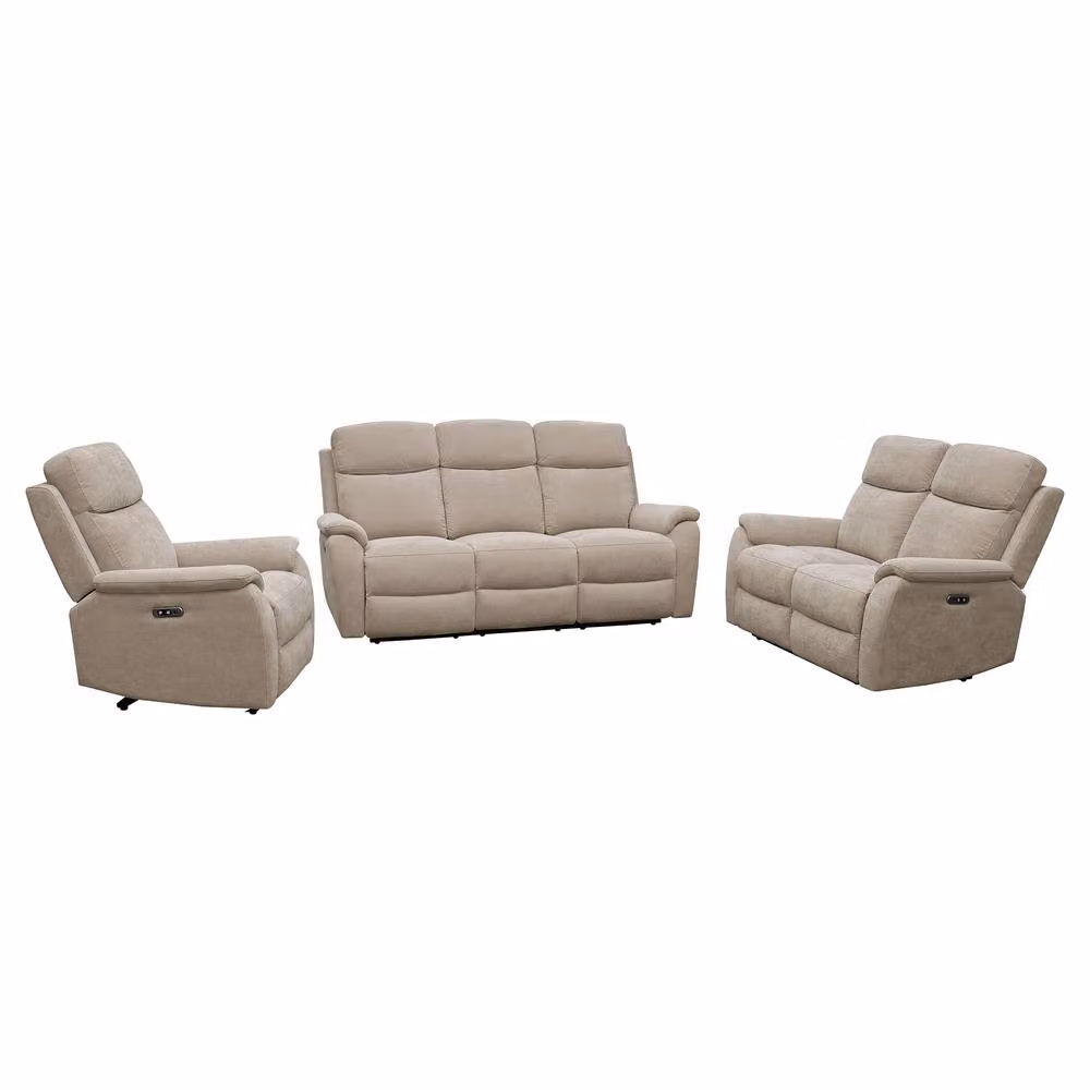 Aspire Richmond 3+2+1 Power Recliner Sofa Suite in Natural Chenille Fabric – 2