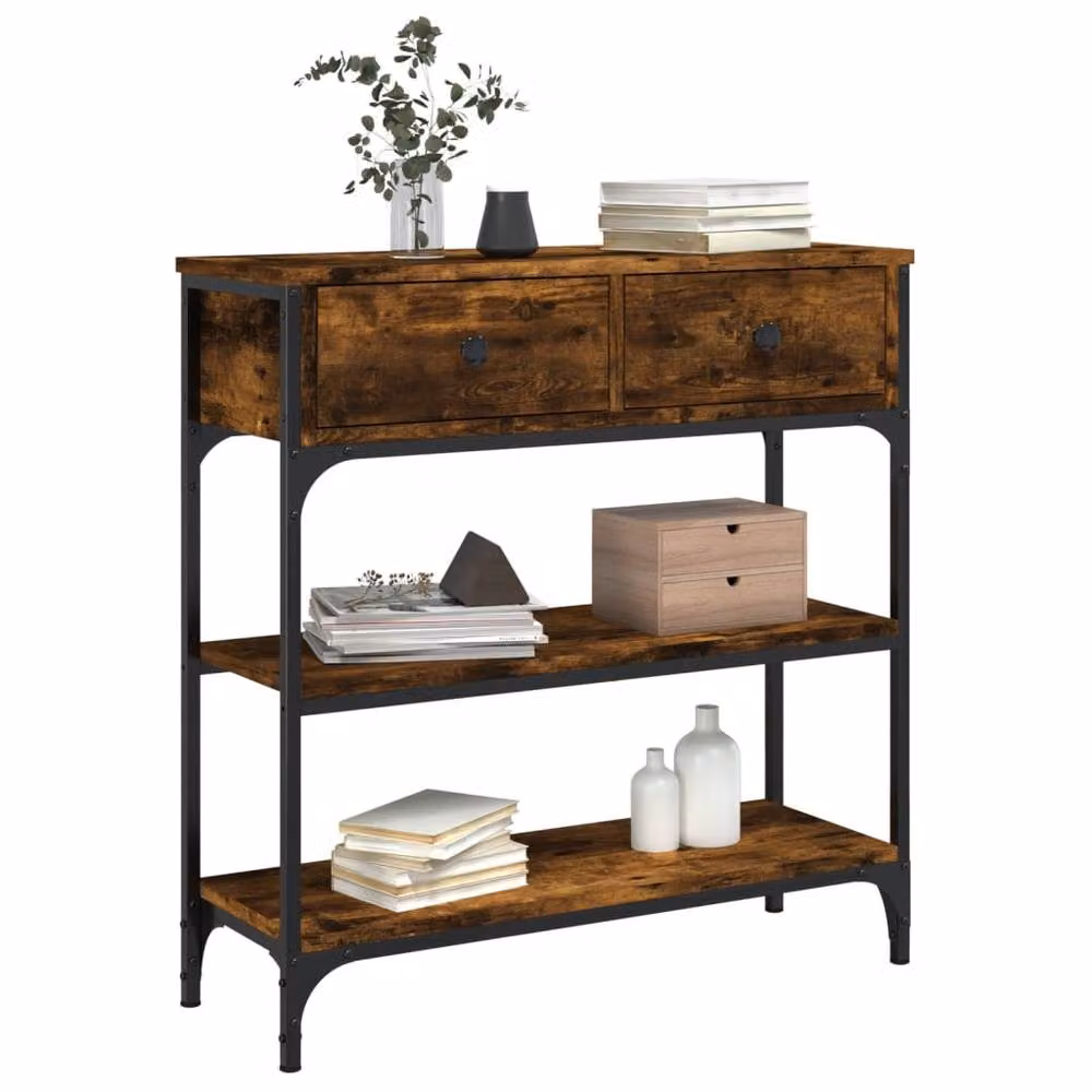 Berkfield Home Smoked Oak Console Table in Brown, W/D/H: 72.5 x 25 x 75 cm – 3