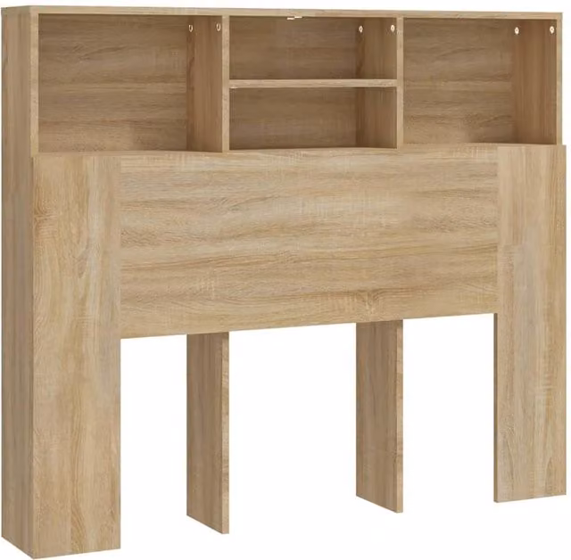 Berkfield Home Modern Headboard Cabinet in Sonoma Oak, W/D/H: 120 x 19 x 103.5 cm
