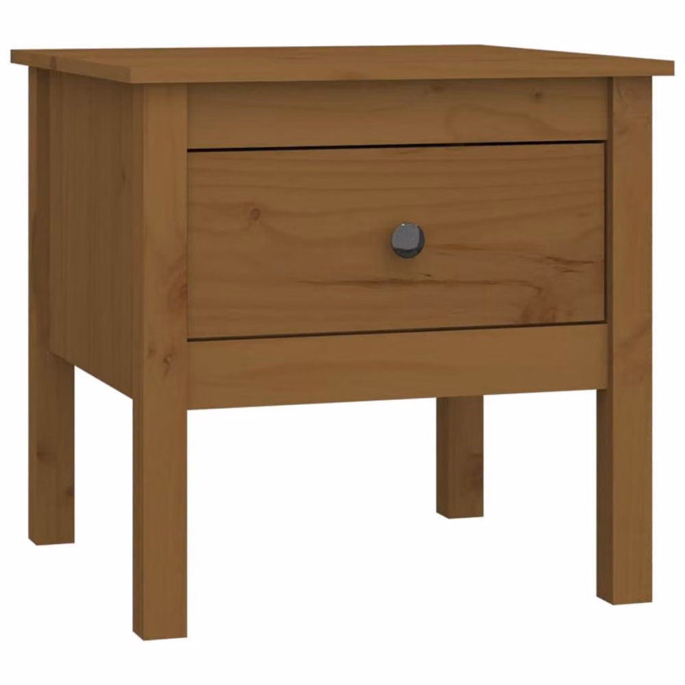 Berkfield Home Honey Brown Solid Pine Wood Side Table W/D/H: 50 x 50 x 49 cm – 2