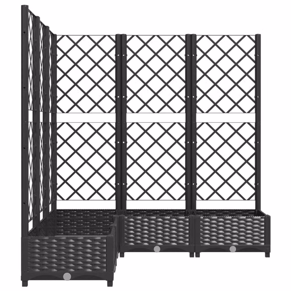 Berkfield Home Garden Planter with Trellis in Black, W/D/H: 120 x 120 x 121.5 cm – 5