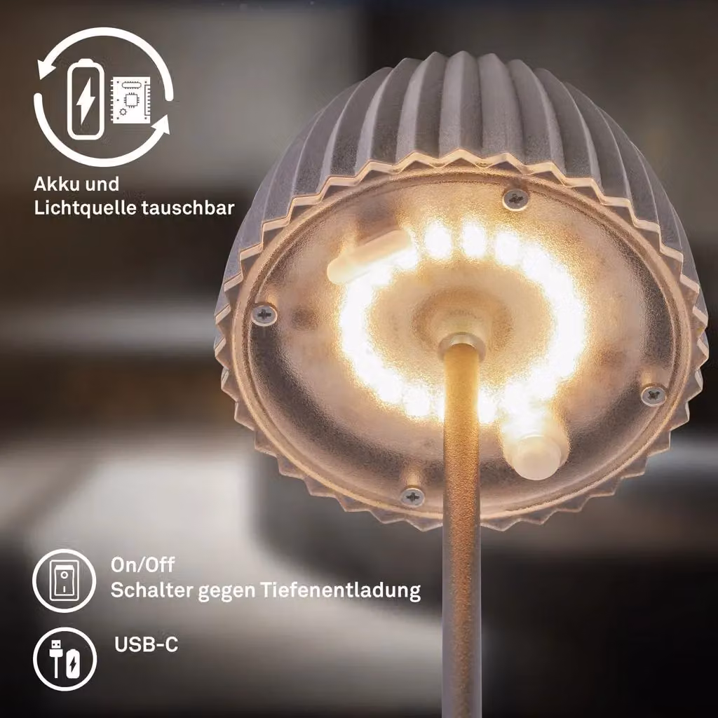 Briloner Riffle Mini Dimmable Rechargeable LED Table Lamp in Black – 4
