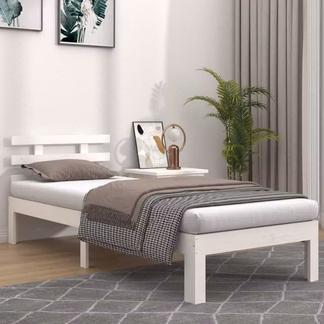 Berkfield Home White Solid Pine Wood Bed Frame for Children W/D/H: 100 x 200 cm – 1