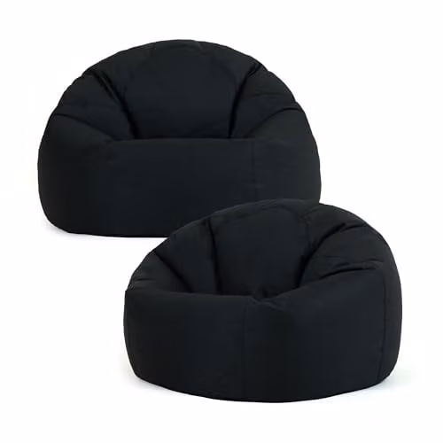 Bean Bag Bazaar Kingston Outdoor Bean Bags with Filling, 2 Pack, Black – 1