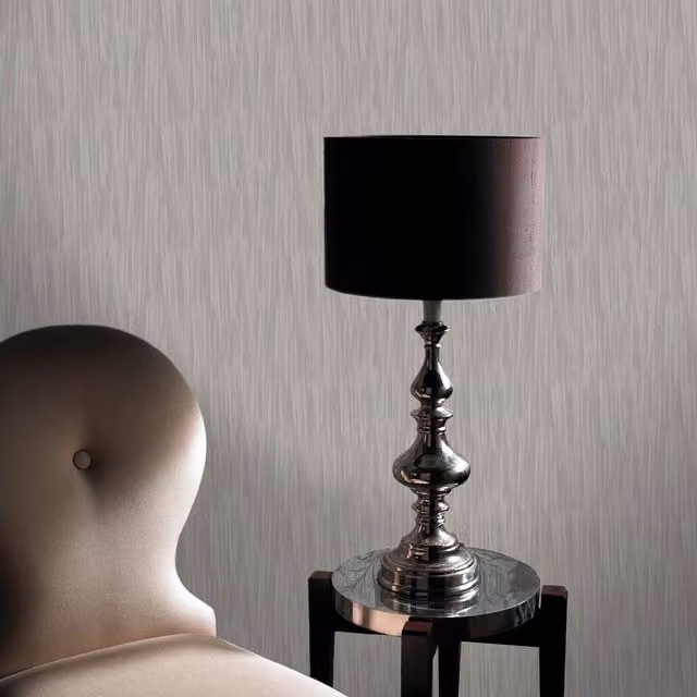 Grandeco Silk Plain Modern Wallpaper in Silver and White with Satin Gloss Finish