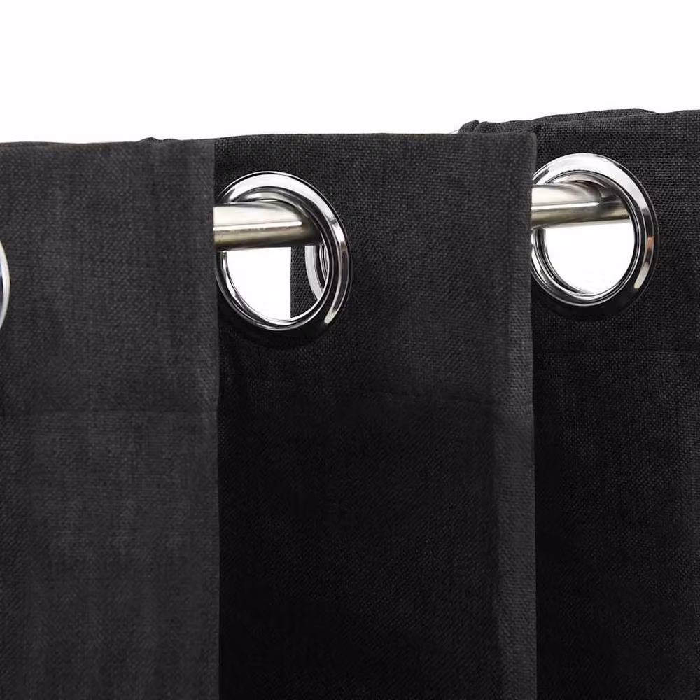 Berkfield Home Linen-Look Blackout Curtains, 2 Pack, Anthracite Black, W: 140 cm, H: 225 cm – 3