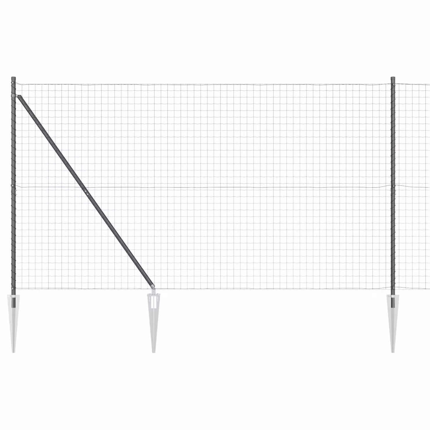 Berkfield Home Euro Fence with 7 Spike Posts, Galvanised Steel, Grey and Silver, W: 10 m, H: 1.6 m – 2