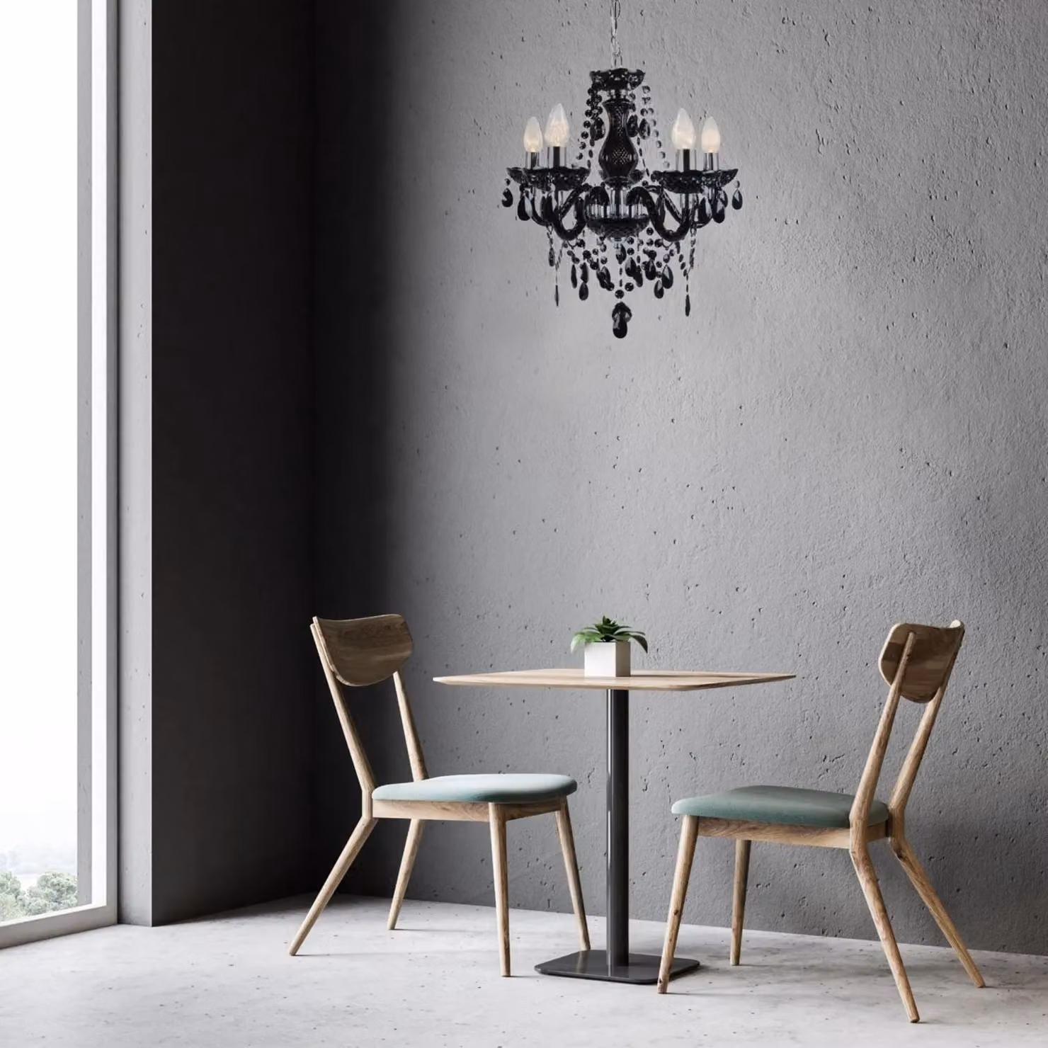 First Choice Lighting Marie Therese Style Black and Chrome 5 x E14 Chandelier – 2