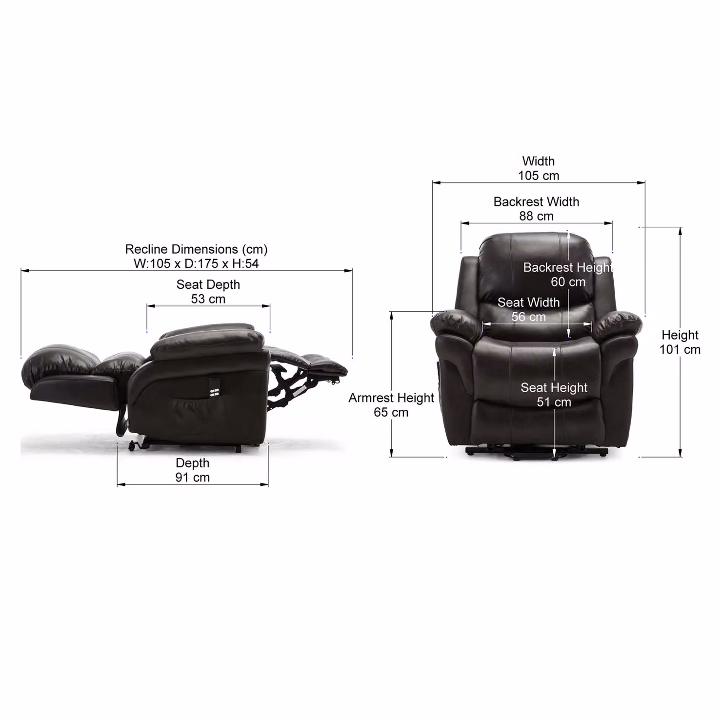 More4Homes Madison Dual Motor Electric Rise Recliner Lift Chair in Brown Bonded Leather – 5