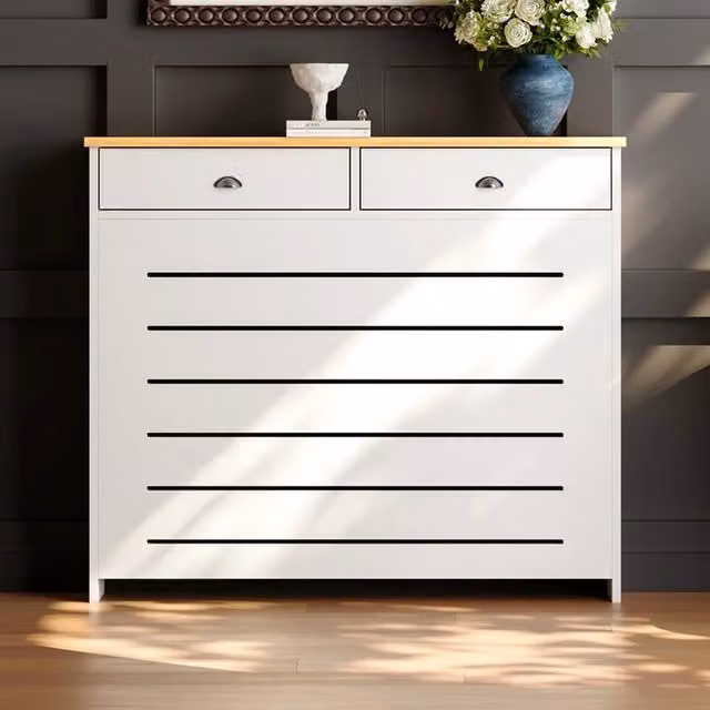 Temprazo White MDF Radiator Cover with Drawers