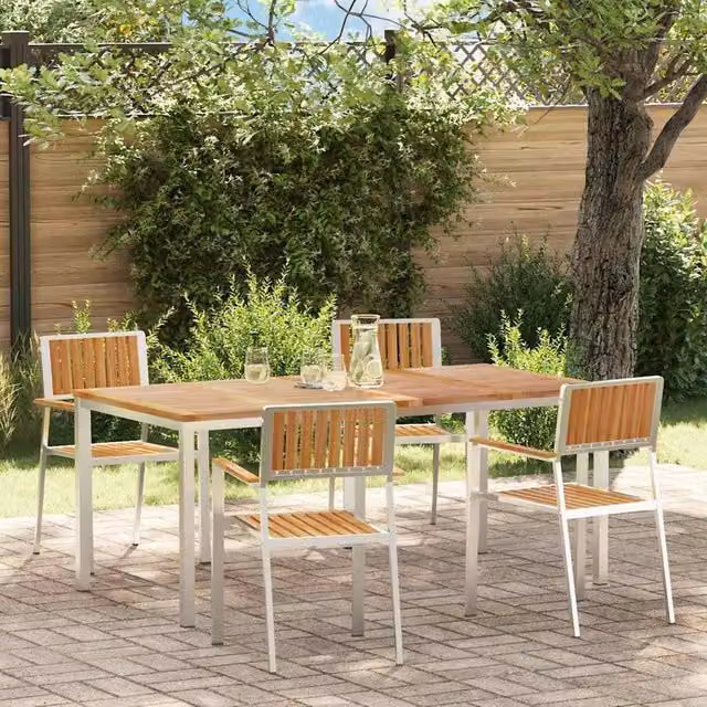 Berkfield Home 5 Piece Garden Dining Set in Brown Solid Teak Wood