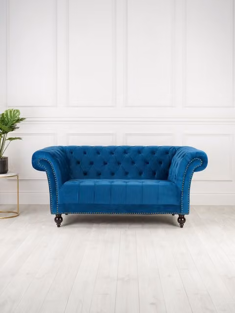 Birlea Chester Midnight Blue Velvet 2 Seater Chesterfield Sofa